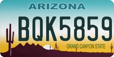 AZ license plate BQK5859