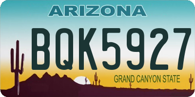 AZ license plate BQK5927