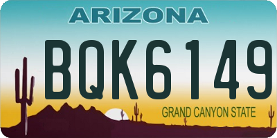 AZ license plate BQK6149