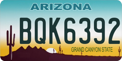 AZ license plate BQK6392