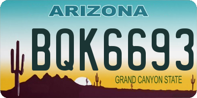 AZ license plate BQK6693