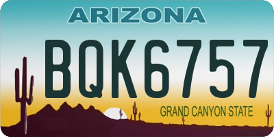 AZ license plate BQK6757