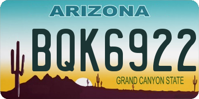 AZ license plate BQK6922