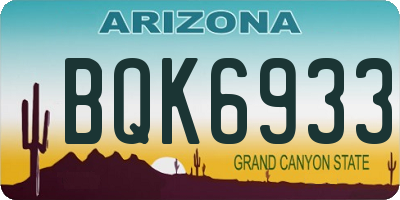 AZ license plate BQK6933