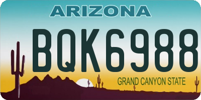 AZ license plate BQK6988