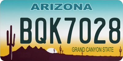 AZ license plate BQK7028