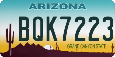 AZ license plate BQK7223