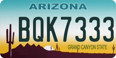 AZ license plate BQK7333