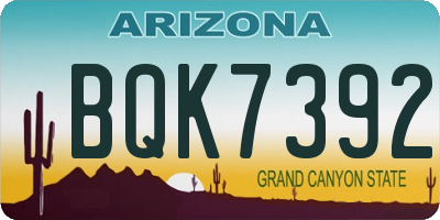 AZ license plate BQK7392