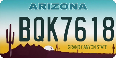 AZ license plate BQK7618