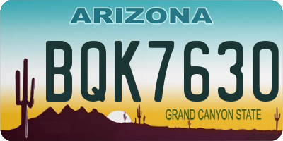 AZ license plate BQK7630