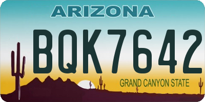 AZ license plate BQK7642