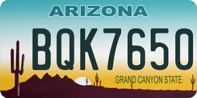AZ license plate BQK7650