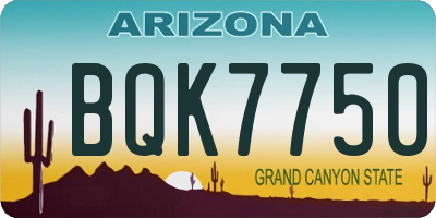 AZ license plate BQK7750