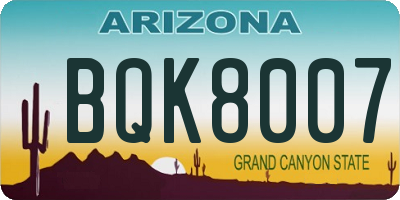 AZ license plate BQK8007