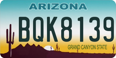 AZ license plate BQK8139