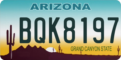 AZ license plate BQK8197