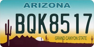 AZ license plate BQK8517