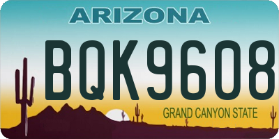 AZ license plate BQK9608
