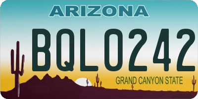 AZ license plate BQL0242