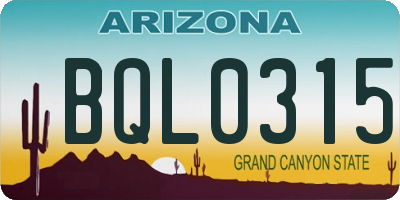 AZ license plate BQL0315