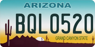AZ license plate BQL0520