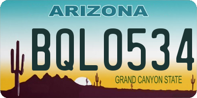 AZ license plate BQL0534