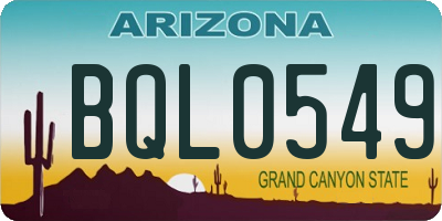 AZ license plate BQL0549