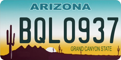 AZ license plate BQL0937