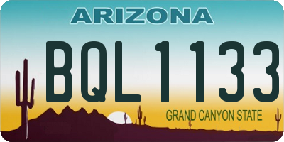 AZ license plate BQL1133