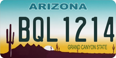 AZ license plate BQL1214