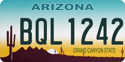 AZ license plate BQL1242