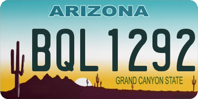 AZ license plate BQL1292