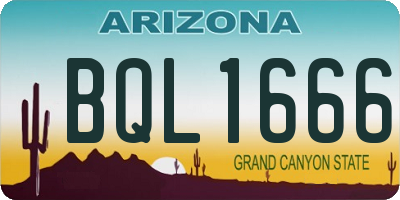 AZ license plate BQL1666