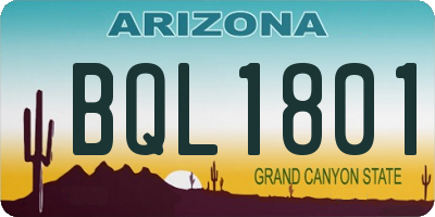 AZ license plate BQL1801