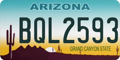 AZ license plate BQL2593