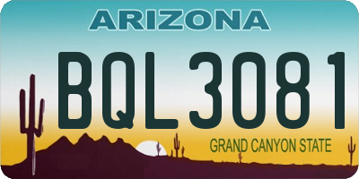 AZ license plate BQL3081