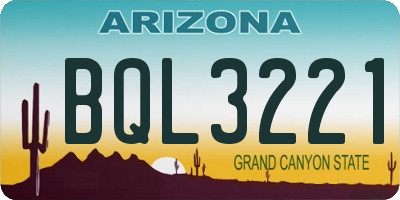 AZ license plate BQL3221