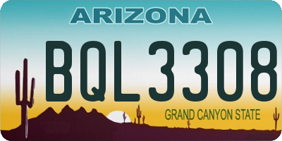 AZ license plate BQL3308