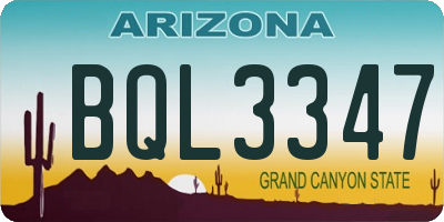 AZ license plate BQL3347