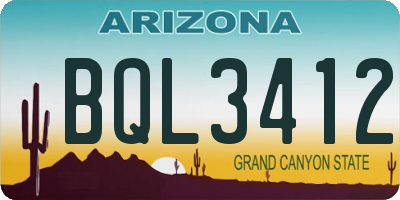 AZ license plate BQL3412