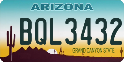 AZ license plate BQL3432