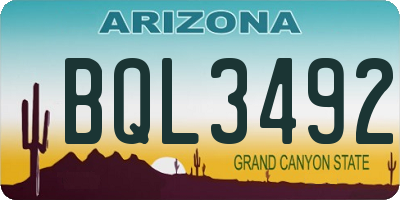 AZ license plate BQL3492