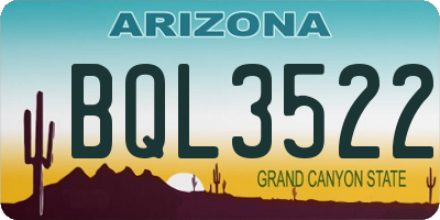 AZ license plate BQL3522