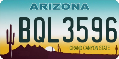 AZ license plate BQL3596