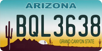 AZ license plate BQL3638