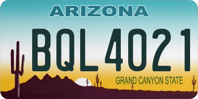 AZ license plate BQL4021