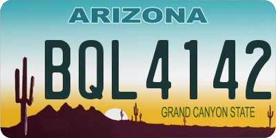 AZ license plate BQL4142