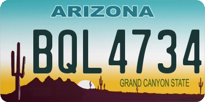 AZ license plate BQL4734