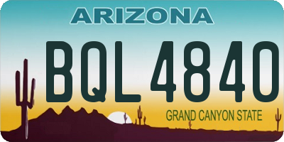 AZ license plate BQL4840
